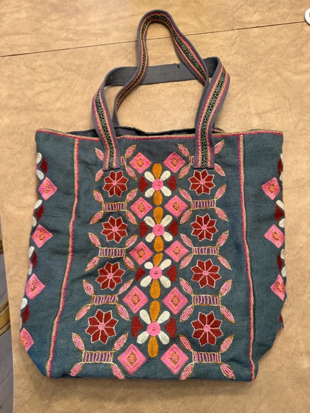 Chloe & Lex Embroidered Boho Tote Bag Floral Market Shoulder Bag NWOT - Picture 5 of 5